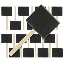 3" Foam Sponge Paint Brush Set (15-Pc Value Pack) w/Wood Handle – Lightweight, Durable, Compatible with Acrylics, Stains & Varnishes