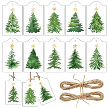 Christmas Paper Gift Tags with Rope 60 Pcs