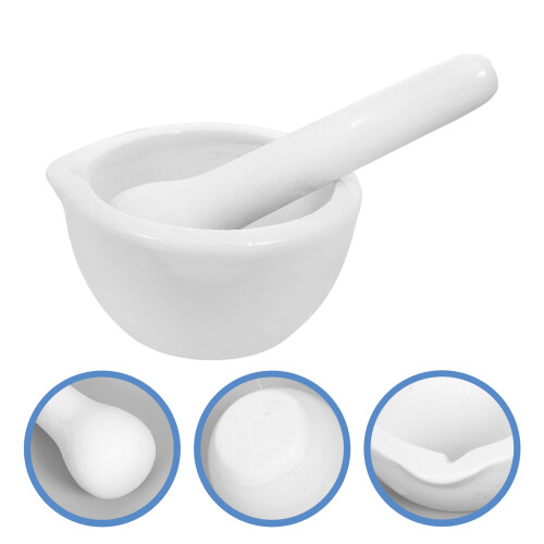 Research Schale Aus Enamel Mit Mahlstab, Weiß 2