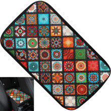 Mașină cotiera husă stil etnic imprimare impermeabil antiderapant cutie de depozitare pad piele auto centru consolă husă pad