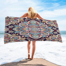 Zachte microvezel strandhanddoek, sneldrogend en lichtgewicht, 76 x 152 cm, extra grote handdoek voor volwassenen, meerkleurig bedrukt, geweldig