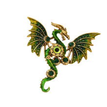 Broșă dragon aliaj galvanizat 6,2x6cm