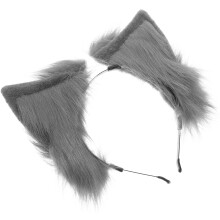 Realistische pluche grijze kattenoortjes hoofdband, zachte en comfortabele hoofdband voor cosplay en fotografie