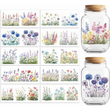 UV DTF transferfolie voor bekers, stickers met bloemenmotief, 10 vellen waterdicht vinyl, geschikt voor 16oz koffiebekers, glazen, tumblers, flessen