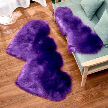 Fluffy Heart-Shaped Rug, Soft Plush Washable Faux Fur Floor Mat for Bedroom/Living Room – Romantic Pink, 35x70cm, 1pc