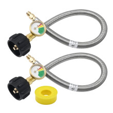 Stück 18-Zoll-Propangasschläuche für Wohnmobile mit Manometer, Edelstahlgeflecht, QCC1-Ersatz für Standard-2-Stufen-Regler, kompatibel mit