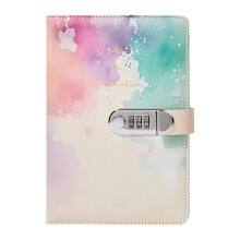 Leren notitieboekplanner met wachtwoord en cijferslot, hardcover, gelinieerd dagboek met pennenvakje, 5,7 x 8,5 inch.