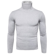 Męski sweter z golfem, warstwa bazowa, dopasowany krój, jednolity kolor, długi rękaw, dopasowany top, dzianina, jesień, zima, miękki sweter