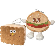 Monedero de peluche con forma de hamburguesa con llavero, colgante de monedero de galleta de dibujos animados, cartera de peluche, colgante de bolso
