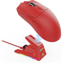 X1Ultralight Gaming med Dock, PixArt PAW3395 Sensor, 40000 DPI, BT/2.4Ghz/Kabelbaseret, 1K Polling, Optisk, Web Driver til PC Gamer (Rød)