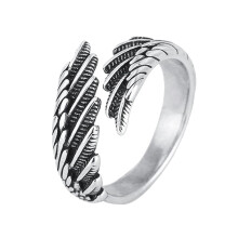 Feathered Inspired Adjustable Finger Rings Silver Tone Alloy Jewelry Accessory for Women Men Trendy Unisex Gifts Ideas
