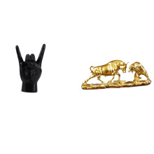 Estátua de touro em forma de gesto de rock, escultura de urso em resina, ideal para decoração de casa, escritório, restaurante ou presente.