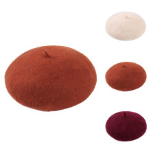 Boina militar y gorro de golf, boina de cuero rojo, boina de lana ajustable para mujer – Gorro cálido de otoño/invierno