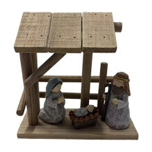 Wooden Mini Nativity Scene Set – Minimalist Boho Holy Family Figurines for Indoor Mantel, Compatible with Christmas Decor