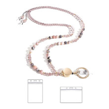 Lanière en perles de pierre naturelle, porte-badge et porte-clés, lanière rétractable pour enseignantes
