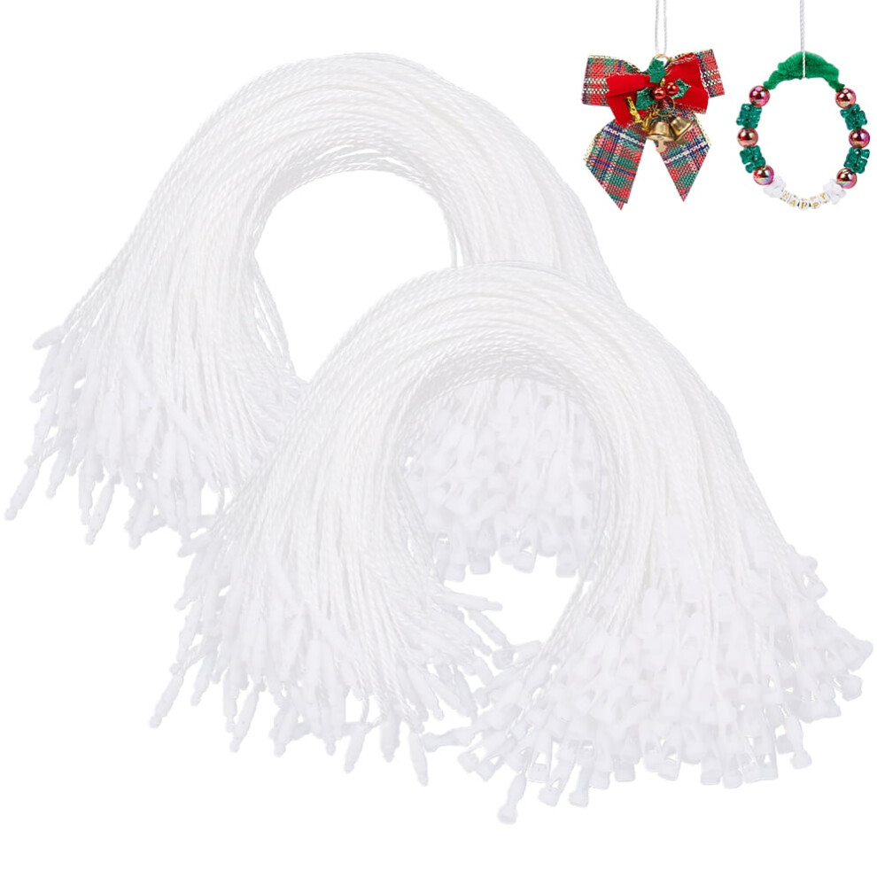600Pcs White Ornament String Hangers With Snap Fastener, Polyester Wire & Precut Ribbon Â Compatible With Christmas Tree Decor 9340959202966