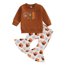 Completi per il Giorno del Ringraziamento per bambine, vestiti per neonate, felpe, maglioni, top, pantaloni a tema tacchino, abbigliamento autunnale,