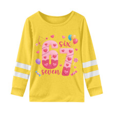 Camisetas de manga larga con estampado para niñas, cuello redondo, rayas, estilo jersey, ropa de primavera para niñas, ropa informal de uso diario,