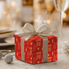 3 Pcs Christmas Wrapping Paper Red Recyclable Abstract Print Gift Wrapping, 70x50 CM Modern Wrapping Paper Easy Wrap Gift Paper