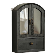 Armoire de rangement de bureau, étagère murale en bois anti-poussière avec portes, noire