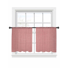 Peach Pink Linen Sheer Curtains, Farmhouse Light-Filtering Voile Drapes, Rod Pocket, 2 Panels (52"x54")