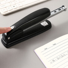 Mini grampeador compacto de plástico preto para grampear papel, fácil de usar, 1 conjunto.