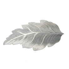 Pekkaxy Leaf Placemat 12,6 x 20 inch PVC, 3D goudkleurig reliëf, gemakkelijk schoon te maken vinyl, voor eettafel, keukentafeldecoratie,