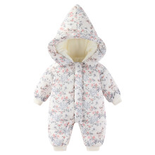 Macacão de inverno para bebê menina, macacão infantil acolchoado e grosso com capuz, zíper frontal e amarração nos tornozelos, elegante e