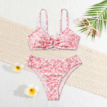 YAUNZI Girl 2 Piece Swimsuit Sport Floral Prints High Waist Bikini Set Swimwear Bathing Suit 8-9 Years