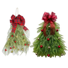 Guirlanda de Natal pré-iluminada Pekkaxy para porta de entrada, guirlanda natalina iluminada feita à mão.