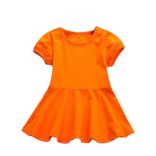 Girls Summer Dresses Casual Dress For Baby Toddler Girls Solid Color Elastic Waist Outdoor Play Dress For 5 Months To 4 Years Holiday 3-4Y