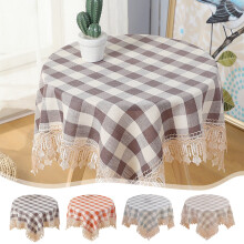 Nappe à carreaux 9090 cm – Nappe en polyester tissé imperméable, douce et épaisse, aspect lin, idéale pour les repas, les fêtes et les