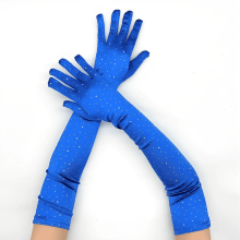 Guantes largos de satén estilo años 20 con pedrería para novias – Guantes elásticos estilo ópera para bodas, graduaciones y eventos formales.