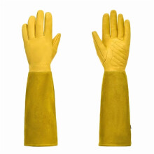 Insulated & breathable sheepskin gardening gloves with non-slip grip and long sleeves, compatible with outdoor flower arranging and vegetable growing