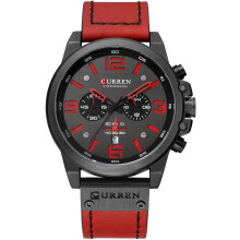 Montre militaire analogique à quartz pour homme avec chronographe, cadran sandwich, étanche, bracelet en cuir