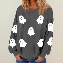 Halloween casual trui met ronde hals, zachte lange mouwen, losse pasvorm, ideaal voor de herfst en winter.