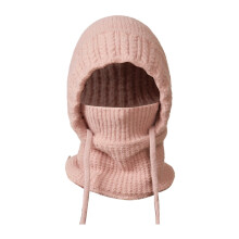 Women's 3-in-1 Knit Hat Scarf Set Color Block Winter Neck Warmer Outdoor Windproof Cold Weather Hat Pink One Size