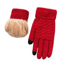 AWZXDE Women's Double Gloves With Thickened Jacquard Knit Warm Winter Cycling Ski Gloves for Improved Comfort and Performance Red,One Size