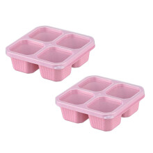 2 db Bento Snack Tartály, 4 Rekeszes Ételtároló Tartály Fedéllel, Újrafelhasználható, Osztott Ebédtároló Tartály Étel