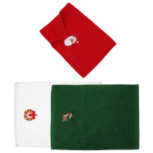 Lot de 3 serviettes de toilette en coton brodées, motif Noël, couleurs assorties.