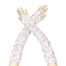 Manicotti lunghi in velluto con paillettes scintillanti per donna – Rosa, adatti per balli di fine anno, matrimoni, carnevale, feste e cosplay