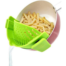 Passoire à clip en silicone pour casseroles et poêles – Passoire mains libres pour pâtes, spaghettis, viande hachée, compatible avec tous les