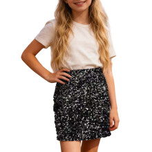 Girls Sparkling Sequin Mini Tutu Skirt Silver 3-16Y