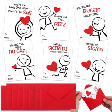 Pekkaxy Funny Slang Valentine Cards Stickman Design 36pcs