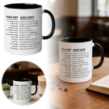 Ou Say God Says Verses Mug Inspirational Coffee Cup With Encouraging Promises For For Halloween Easter Birthday (White)