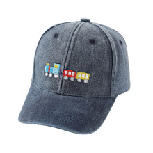 AWZXDE Kids Washed Baseball Hats Retro Train Design Adjustable Sun Hat For Boys And Girls Outdoor Activities Ages 2 To 8 Years Navy