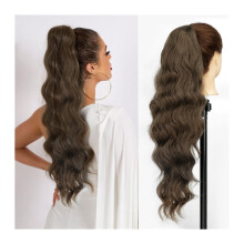 26" Long Body Wavy Extension Synthetic Heat Resistant Hair Extensions Hairpiece for Women Girls Drawstring Ponytail Natural Soft Clip in Ponytail