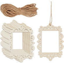 12 ubehandlede fotorammer i tre 15 x 10,4 cm med jute