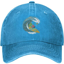 Vintage Frog Surfing Denim Baseballpet – Verstelbaar