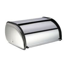 Stainless Steel Roll Top Bread Box with Tempered Glass Lid – Compatible with Kitchen Countertop
